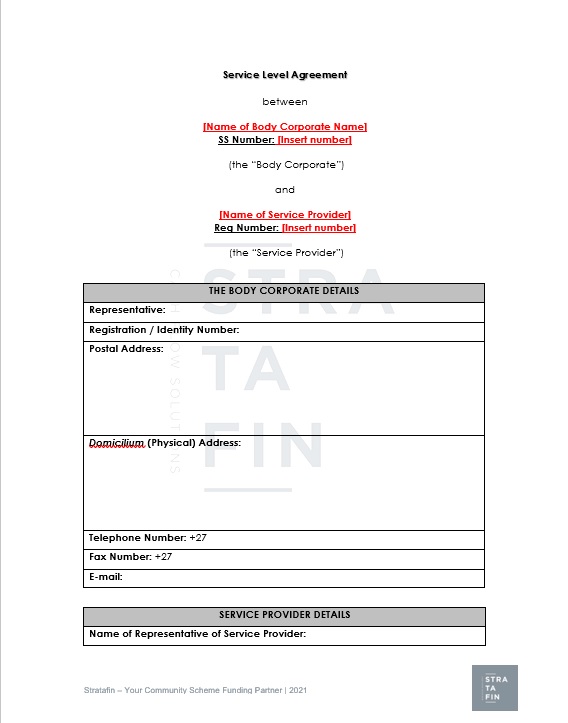 Service Level Agreement Template Sample